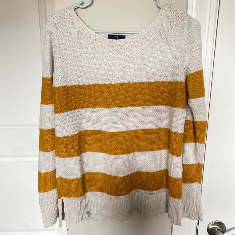Cream & Gold Striped Sweater